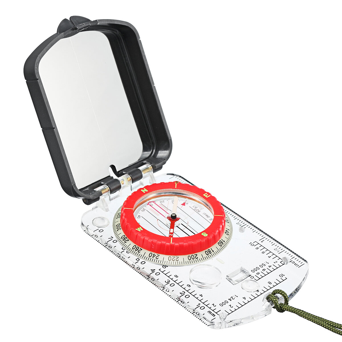 New Professional Pocket Military Compass Compact Baseplate Pocket Hiking Sighting Walking LED light